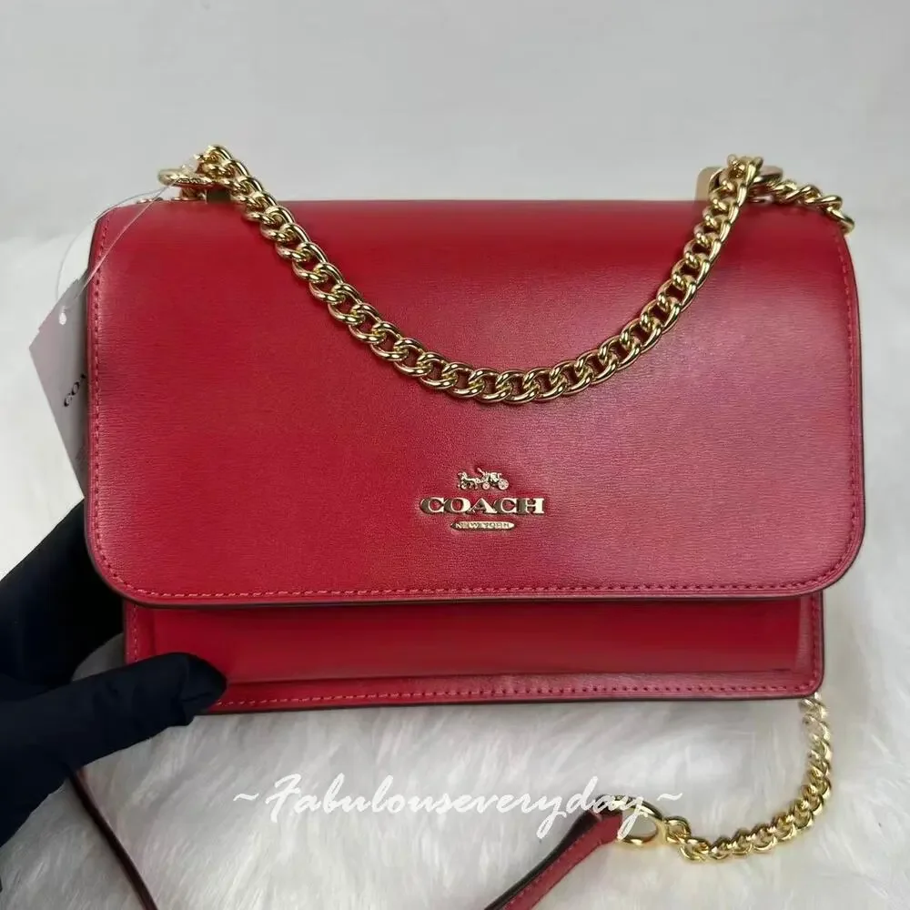 Coach Klare Crossbody Bag In Calf Leather/Gold/Red CBI97 New